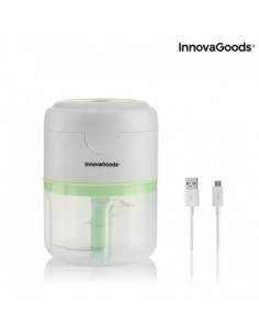Innovagoods Echoppie Mini Picadora Recargable - Potencia 40W - Capacidad 250ml - Cuchillas de Acero Inoxidable - Bateria de 1300