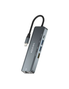 Aisens USB-C Dock 5 en 1 - USB-C a 1xHDMI - 1xRJ45 - 2xUSB - 1xpd - 15cm - Color Gris