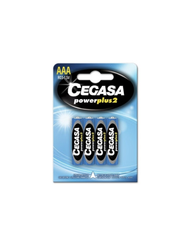 Cegasa Power Plus 2 Pack de 4 Pilas R06 AAA - Pilas Salinas para Aparatos de Bajo Consumo