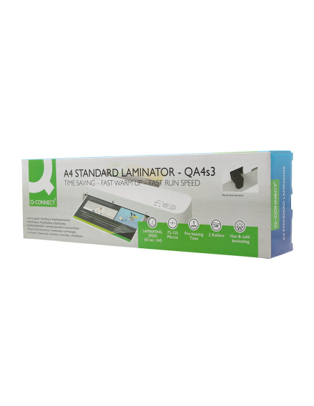 Plastificadora q-connect kf19093 din a3 estandar 2 rodillos hasta 125 mc