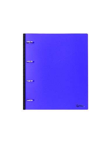 Carpeta liderpapel 4 anillas redondas 25 mm polipropileno din a4 ultra compacta con lomo extensible 4 cm azul