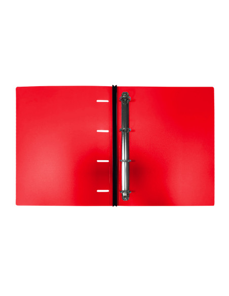 Carpeta liderpapel 4 anillas redondas 25 mm polipropileno din a4 ultra compacta con lomo extensible 4 cm rojo