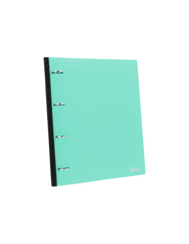 Carpeta liderpapel 4 anillas redondas 25 mm polipropileno din a4 ultra compacta con lomo extensible 4 cm verde