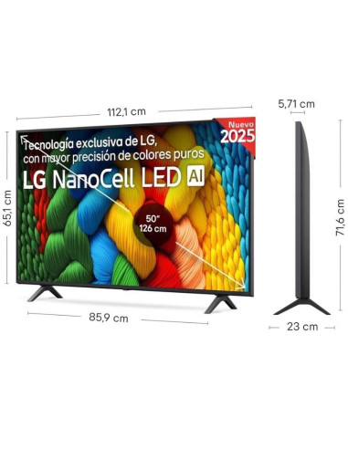 Televisor LG NanoCell 50NANO80A6B 50"/ Ultra HD 4K/ Smart TV/ WiFi