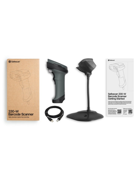 Safescan 330-W Lector de Codigo de Barras 1D y 2D - USB-A - Plug and Play - Soporte Incluido