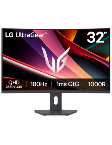 LG UltraGear Monitor 31.5" Curvo 1000R VA QHD FreeSync 180Hz - Respuesta 1ms - 16:9 - HDMI, DisplayPort - VESA 100x100mm