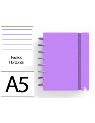 Cuaderno ingeniox foam a5 80h rayado horizontal violeta