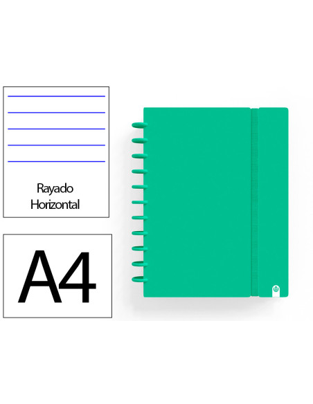 Cuaderno ingeniox foam a4 80h rayado horizontal verde