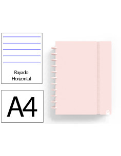 Cuaderno ingeniox foam a4 80h rayado horizontal rosa pastel