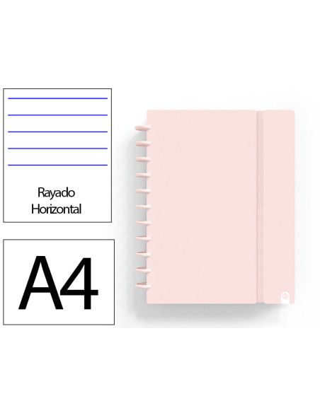 Cuaderno ingeniox foam a4 80h rayado horizontal rosa pastel