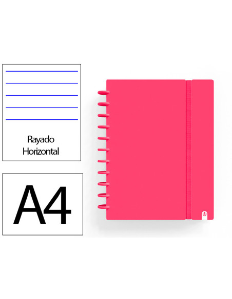 Cuaderno ingeniox foam a4 80h rayado horizontal rojo