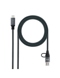 Nanocable Cable USB 3.2 Gen2x2 5A/100W - USB-C + USB-A/M a USB-C/M - 1.5m - Color Gris