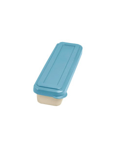 Fiambrera exacompta color beig con tapa color azul incluye 3 cubiertos reutilizables 205x65x40 mm 2