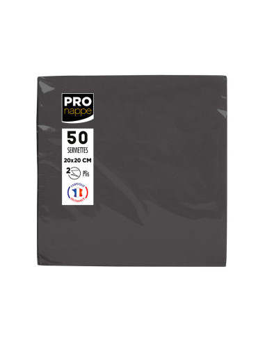 Servilleta pronappe celulosa micro grofada 20x20 cm 2 capas color negro paquete de 50 unidades