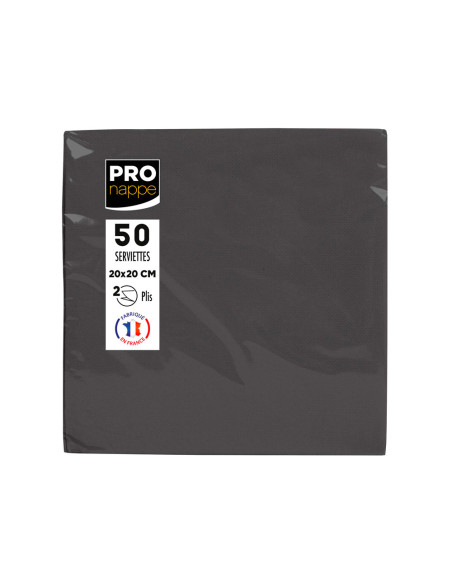Servilleta pronappe celulosa micro grofada 20x20 cm 2 capas color negro paquete de 50 unidades