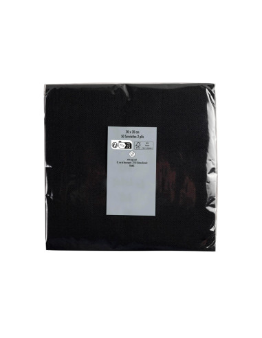 Servilleta pronappe celulosa micro grofada 20x20 cm 2 capas color negro paquete de 50 unidades