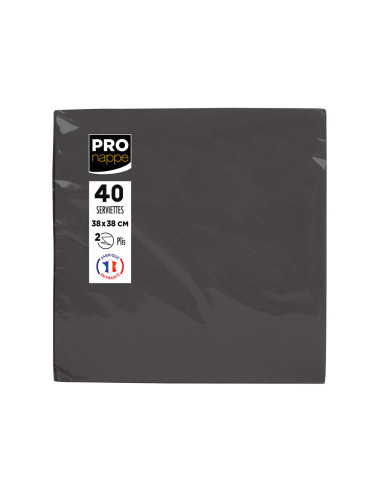 Servilleta pronappe celulosa micro grofada 38x38 cm 2 capas color negro paquete de 40 unidades