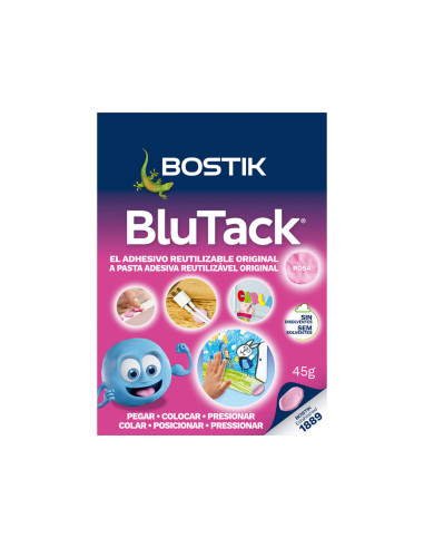 Sujetacosa masilla bostik blu tack rosa blister de 45 gr