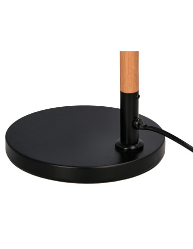 Lampara de escritorio q-connect deneb metalica con detalles de madera interruptor2 articulaciones color negro