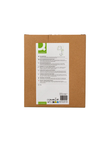 Lampara de escritorio q-connect orion metalica con detalles de madera brazo flexible color rosa