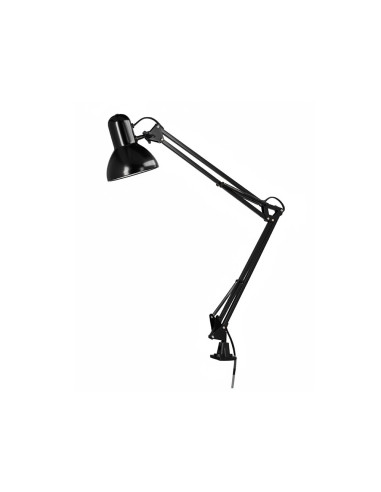 Lampara de escritorio q-connect antares metalica conpinza interruptor brazo doble 3 articulaciones color negro