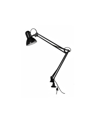 Lampara de escritorio q-connect antares metalica conpinza interruptor brazo doble 3 articulaciones color negro