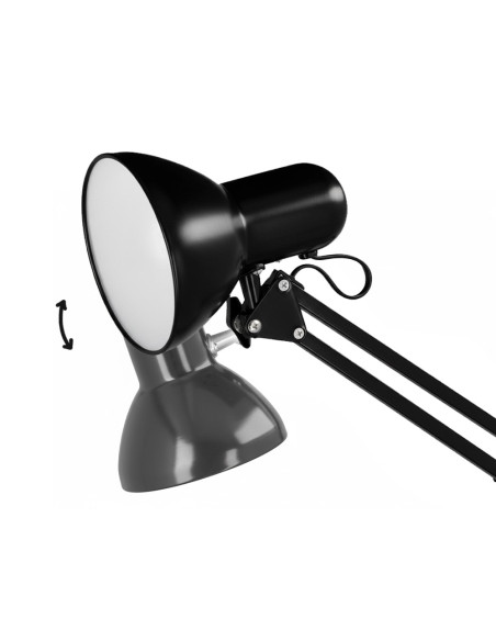 Lampara de escritorio q-connect antares metalica conpinza interruptor brazo doble 3 articulaciones color negro