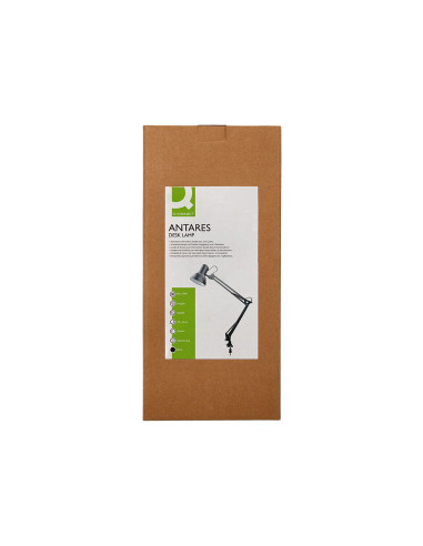 Lampara de escritorio q-connect antares metalica conpinza interruptor brazo doble 3 articulaciones color negro