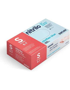 Santex Nitriflex Blue Pack de 100 Guantes de Nitrilo para Examen Talla S - 3.5 gramos - Sin Polvo - Libre de Latex - No Esterile
