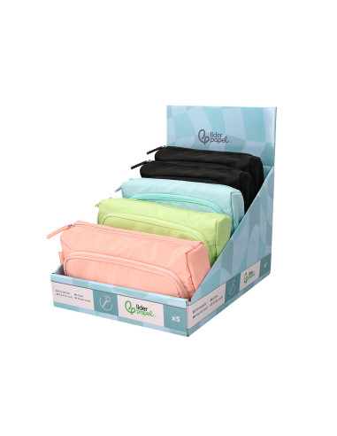 Estuche portatodo liderpapel minibag 2 cremalleras con bolsillo interior 210x100x70 mm