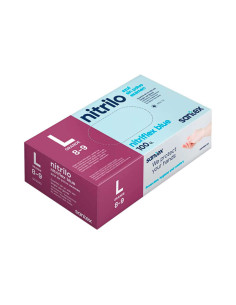Santex Nitriflex Blue Pack de 100 Guantes de Nitrilo para Examen Talla L - 3.5 gramos - Sin Polvo - Libre de Latex - No Esterile