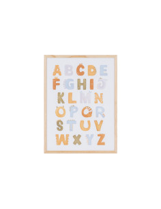 Pizarra blanca bi-office magnetica acero lacado blanco marco de madera con alfabeto para niños 600x450 mm