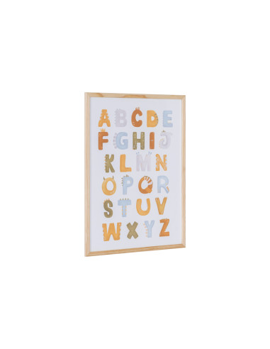 Pizarra blanca bi-office magnetica acero lacado blanco marco de madera con alfabeto para niños 600x450 mm