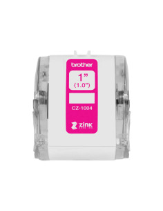 Brother CZ1004 Rollo de Etiquetas Originales de Tamaño Personalizado - Ancho 25mm x 5 metros - Zero Ink