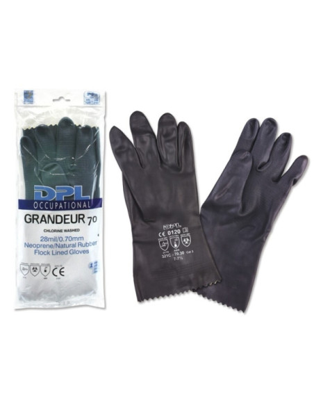 DPL Occupational Grandeur Guantes Industriales Talla 8-8 1/2 - Flocados - Espesor en Palma de 0,7mm - Industria Quimica, Pesada