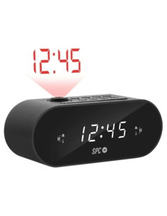 SPC Frodi Max Radio Despertador con Proyeccion - Pantalla LED con Brillo Regulable - Boton Snooze - Almacena Emisoras de Radio -