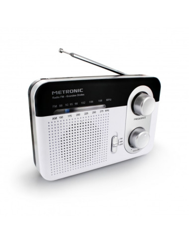 Metronic Radio Portatil AM/FM y Onda Larga - Colo blanco