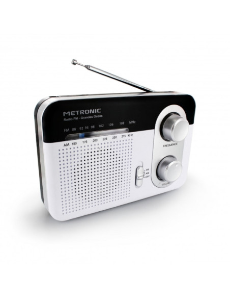 Metronic Radio Portatil AM/FM y Onda Larga - Colo blanco