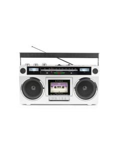 Bigben Blaster Radio Cassette Portatil Retro - Radio FM - Potencia Musical 15W - Bluetooth - Alimentacion de Corriente y Pilas