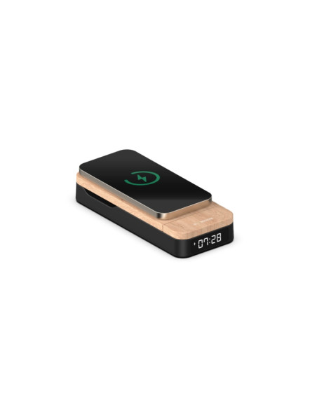 Thomson Reloj Despertador Plegable 3 en 1 - Cargadores Induccion Compatibles con Android y Apple - Cargador USB-C - Brillo Ajust