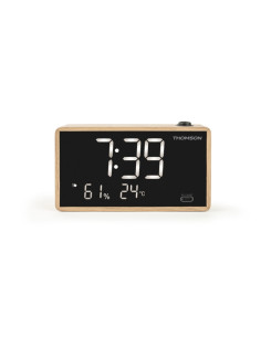 Thomson Radio Reloj Despertador con Proyeccion - Doble Alarma - Angulo Proyeccion Ajustable - Atenuador de Luz - Color Negro