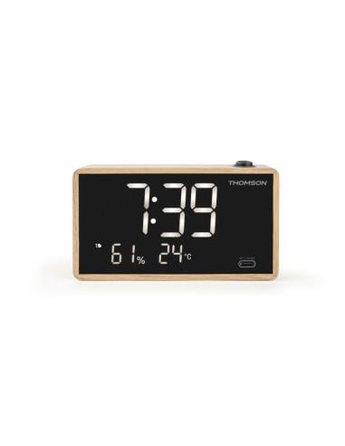 Thomson Radio Reloj Despertador con Proyeccion - Doble Alarma - Angulo Proyeccion Ajustable - Atenuador de Luz - Color Negro