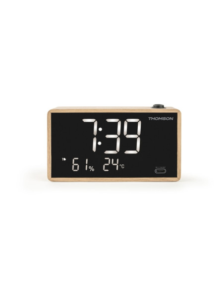 Thomson Radio Reloj Despertador con Proyeccion - Doble Alarma - Angulo Proyeccion Ajustable - Atenuador de Luz - Color Negro