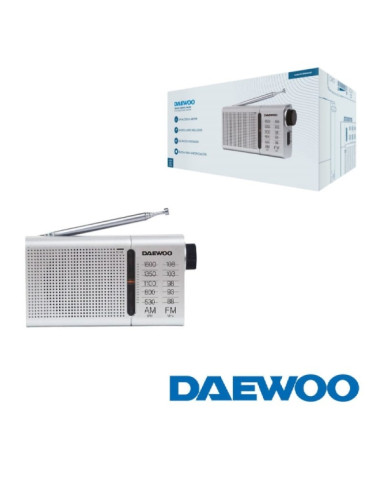 Daewoo DW1037 Radio Portatil AM/FM Analogica - Antena Telescopica - Altavoz Integrado - Incluye Auriculares - Salida Jack 3.5mm