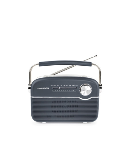 Thomson Radio Solar Portatil Retro RTS450BT - FM - Carga por Energia Solar o USB-C - Antena Telescopica - Bluetooth - Color Negr