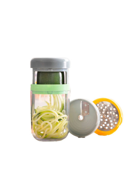 Innovagoods Vigizer Cortador de Verduras en Espiral y Rallador - 3 Tipos de Corte - Libre de BPA - Compacto y Desmontable - Incl