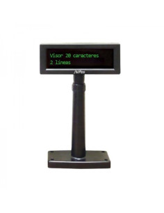 AVPos Visor VFD220 - 2 Lineas de 20 Caracteres - Color de Pantalla Verde - 267 Tipos de Caracteres Internacionales - USB - Color