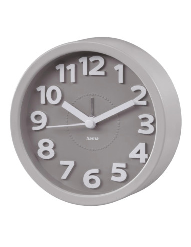 Hama Retro Reloj Despertador Analogico - Estilo Retro - Funciona con 1 Pila AA - 12x4cm - Color Gris