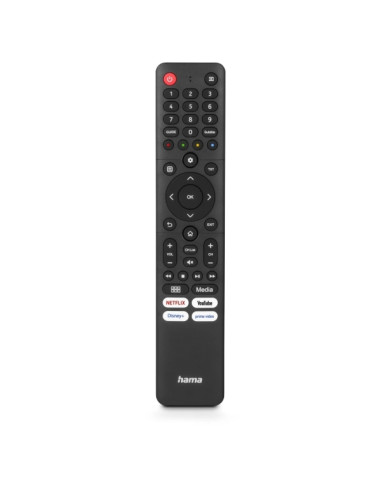 Hama Mando a Distancia para TV Hisense - Alcance 10m - 45 Botones - Acceso Directo a Plataformas de Streaming - 4.2x21.5x1.5cm -