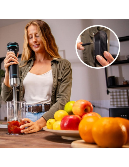 Cecotec BlendGo Batidora de Mano con Bateria - 180W - Carga Rapida en 2h - Autonomia 30min - Proteccion contra Sobrecalentamient